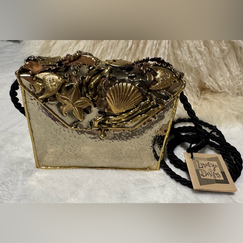 Lunacy Designs Vintage Handmade Artisan Mixed Metal Sea Life Themed Bag 1980s - Picture 11 of 17